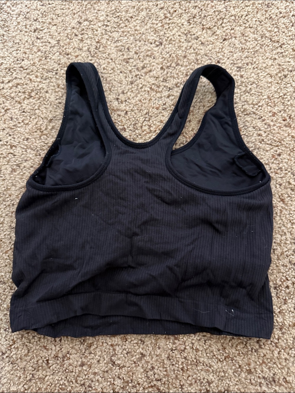 Black Ribbed Racerback Crop Tank - Picture 2 of 2